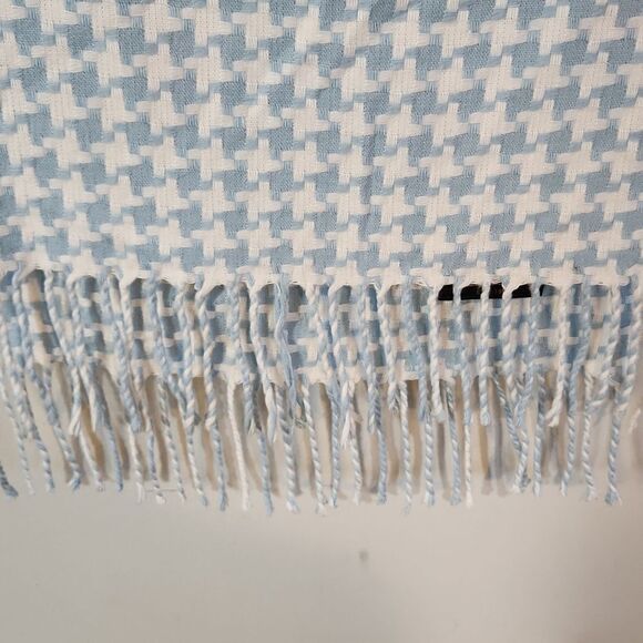 Coach scarf houdstooth blue white fringe soft womens scarf winter scarf preowned - Picture 5 of 10